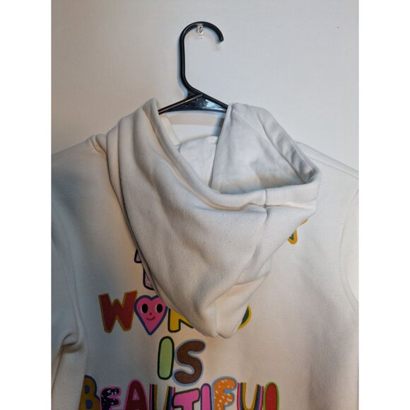 Lola & The Boys Colorful Hoodie White The World Is Beautiful Print, Size 10 - Picture 7 of 9